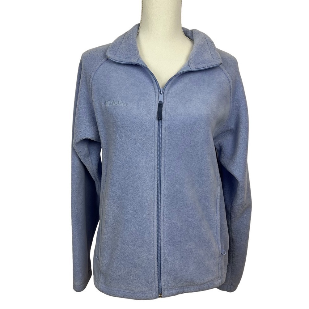 COLUMBIA Women’s Zip Up Fleece Jacket Sz Medium Color Blue Drawstring Bottom